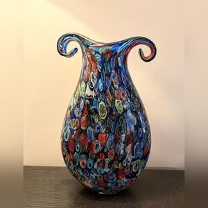 Murano Multicolor Swirl Art Glass Vase